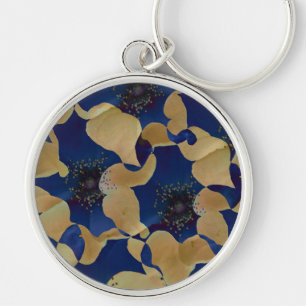 Chaveiro Arte da cor bege e azul floral/teste padrão de