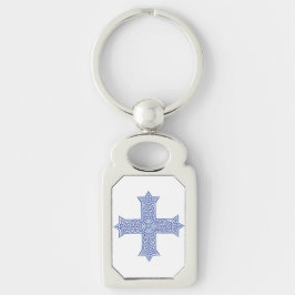 Chaveiro Arte da Cruz Copta Azul Lapis Premium