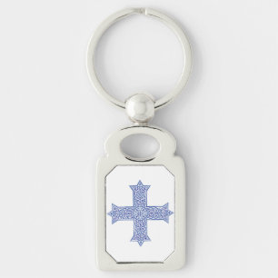 Chaveiro Arte da Cruz Copta Azul Lapis Premium