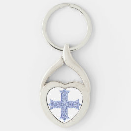 Chaveiro Arte da Cruz Copta Azul Lapis Premium