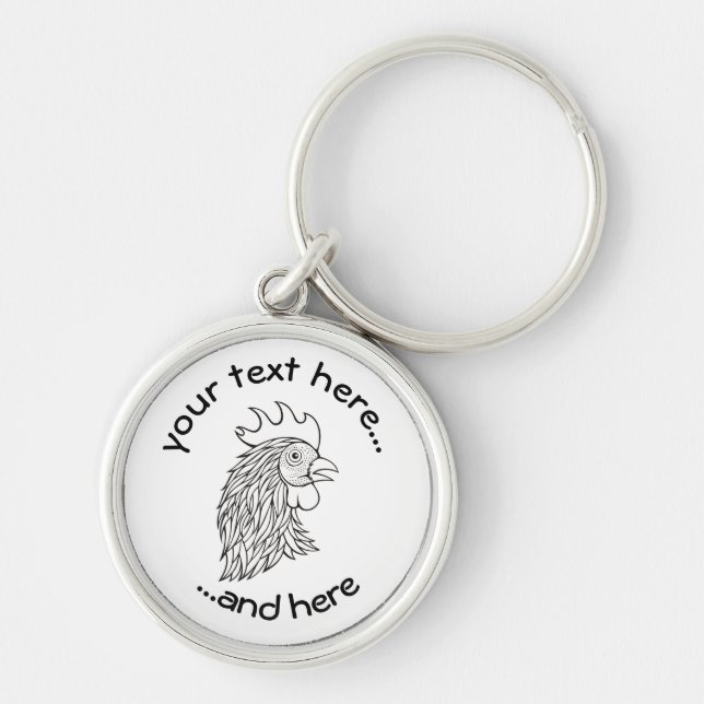 Chaveiro Arte da Linha da Cabeça do Rooster (Frente)