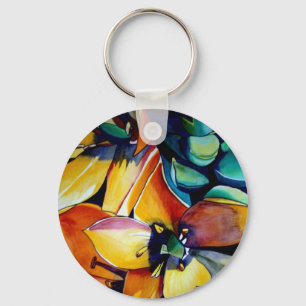 Chaveiro Arte de aquarela da flor Estrela Amarela de Belém