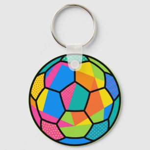 Chaveiro Arte de Bola de Futebol Geométrica Pop Art