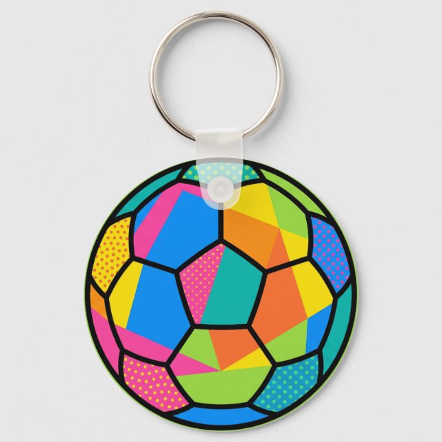Chaveiro Arte de Bola de Futebol Geométrica Pop Art (Frente)