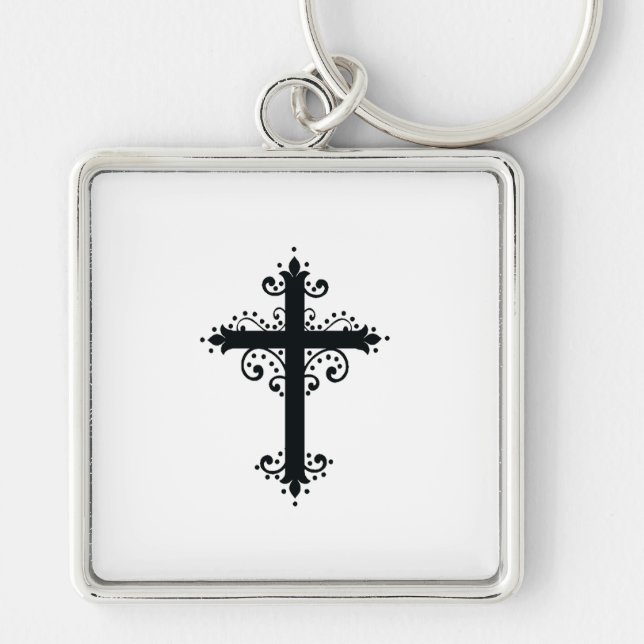 Chaveiro Arte de Cruz Talhada Ornamentada Premium (Frente)