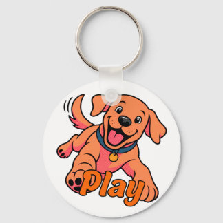 Chaveiro Arte de desenho animado de cachorrinho fofo e brin