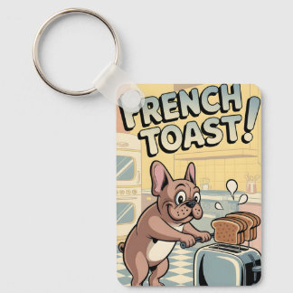 Chaveiro Arte de Desenho Animado de Café da Manhã de Bulldo