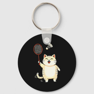 Chaveiro Arte de desenho animado de gato de badminton, desi