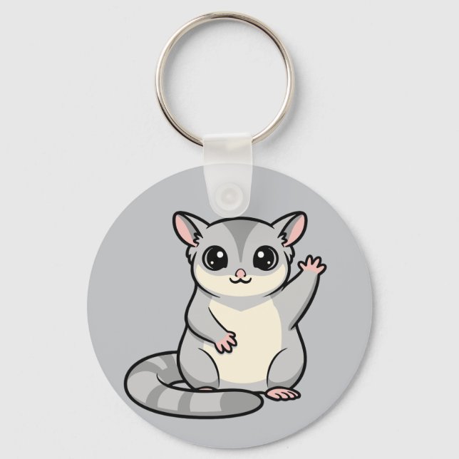 Chaveiro Arte de desenho animado de sugar glider acenando (Frente)