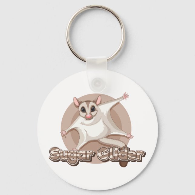 Chaveiro Arte de desenho animado de Sugar Glider em voo (Frente)