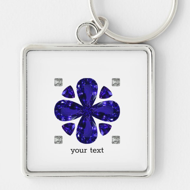 Chaveiro Arte de Diamante de Sapphire, Azul (Frente)