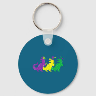 Chaveiro Arte de Dinossauros T-Rex Roxo Amarelo para Crianç