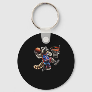 Chaveiro Arte de enterrada de basquete de guaxinim - Ilustr