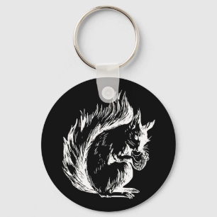 Chaveiro Arte de Esquilo Preto e Branco