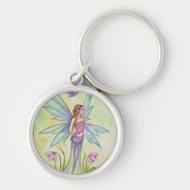 Chaveiro Arte de Fantasia da Fada Borboleta da Primavera (Frente)