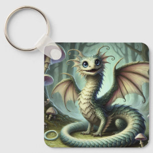Chaveiro Arte de Fantasia de Criatura Fofa do Jabberwocky d