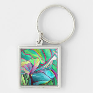 Chaveiro Arte de folhagem tropical Blue Hawaii