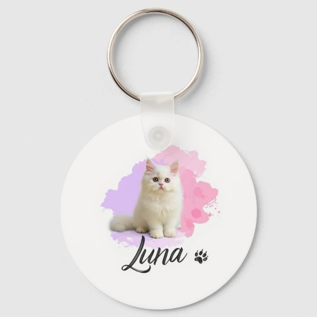 Chaveiro Arte de Gato Fofo em Pingente – Luna (Frente)