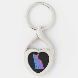 Chaveiro Arte de Gato Geométrico Alucinante