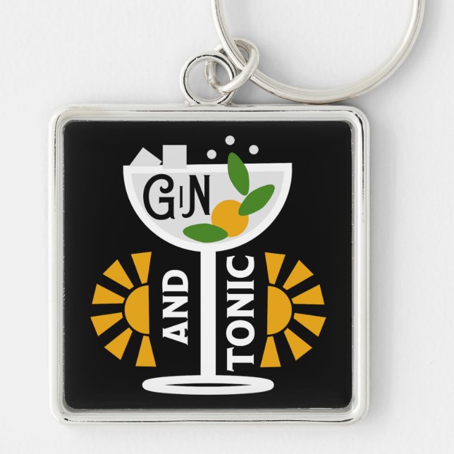 Chaveiro Arte de Gin Tônica Vintage (Frente)