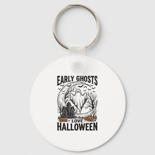 Chaveiro Arte de gravura de fantasma de Halloween vintage a