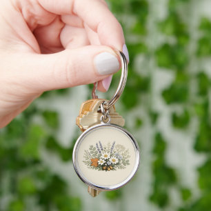 Chaveiro Arte de Impressão de Buquê de Flores Silvestres An