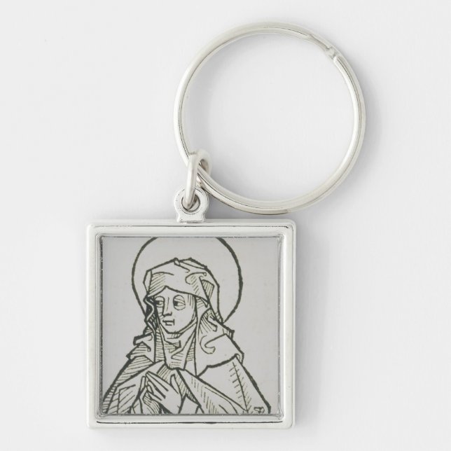 Chaveiro Arte de Linha Minimalista Medieval de Santa Mônica (Frente)