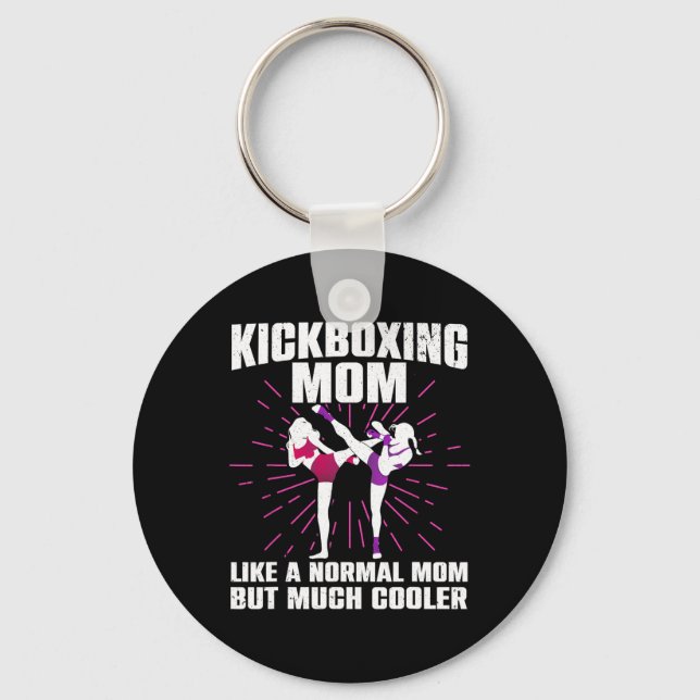 Chaveiro Arte de Mãe Kickboxing Para Mãe Mulheres Kickboxer (Frente)