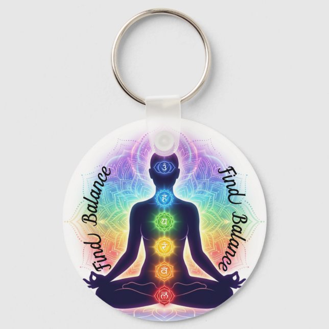 Chaveiro Arte de Meditação dos Chakras | Sete Símbolos Colo (Frente)