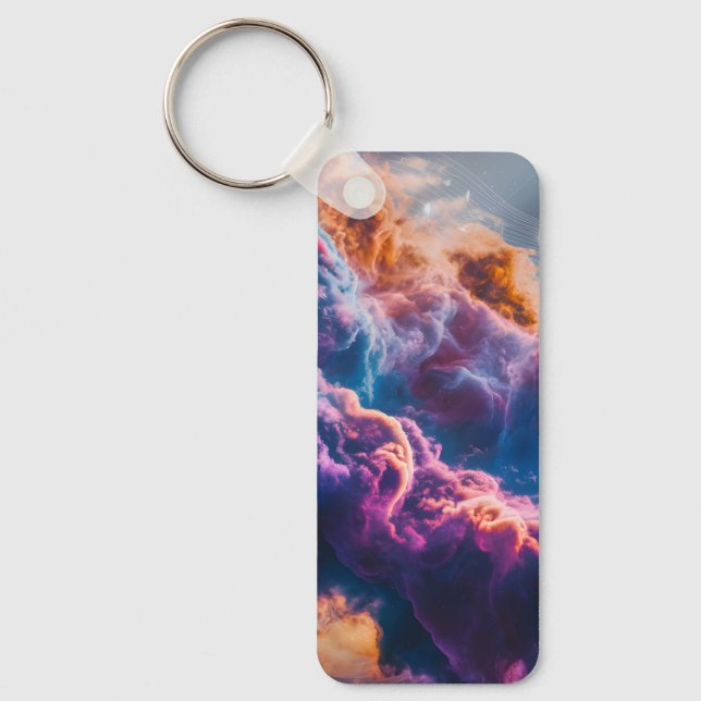 Chaveiro Arte de Nebulosa Espacial Abstrata - Colorida e Có (Frente)