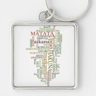 Chaveiro Arte de Nuvem de Palavras Global Hakuna Matata Mul
