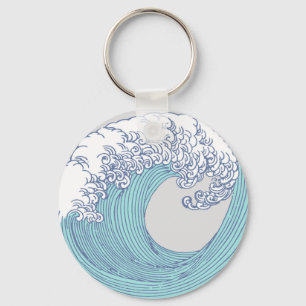 Chaveiro Arte de onda de surf Ukiyo-e japonês vintage da co