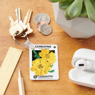 Chaveiro Arte de Pacote de Sementes Antigas, Flores de Core