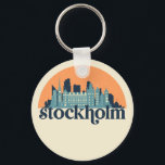 Chaveiro Arte de paisagem urbana retrô de Skyline na Cidade<br><div class="desc">Design com lindas linhas do horizonte, atração turística e arte de paisagem urbana, arranha-céu Legal e ilustração da silhueta de construção para turistas e viajantes. Perfeito como lembrança para trazer de volta para casa quando viaja pelo mundo. Guarde a memória do seu viagem e as suas férias com a família...</div>