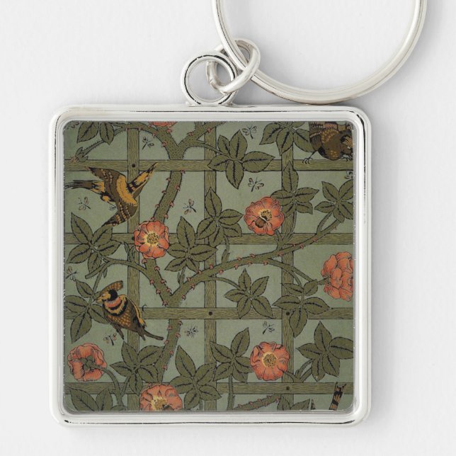 Chaveiro Arte de Papel de Parede Treliça de William Morris (Frente)