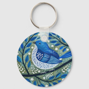 Chaveiro Arte de pássaro azul