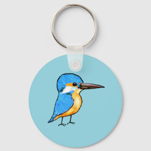Chaveiro Arte de Pássaro Martim-Pescador Azul Fofo