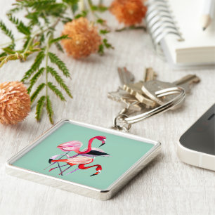 Chaveiro Arte de pássaros amarelos laranja