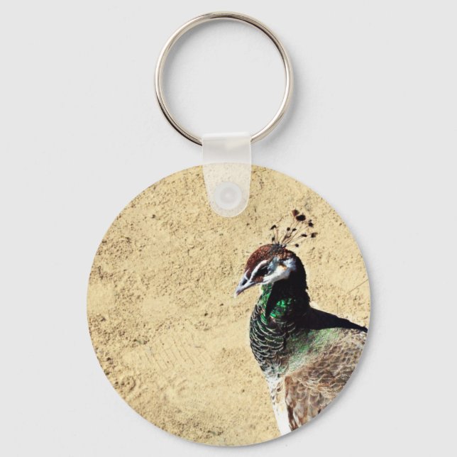 Chaveiro Arte de Pavão Elegante e Pena (Frente)