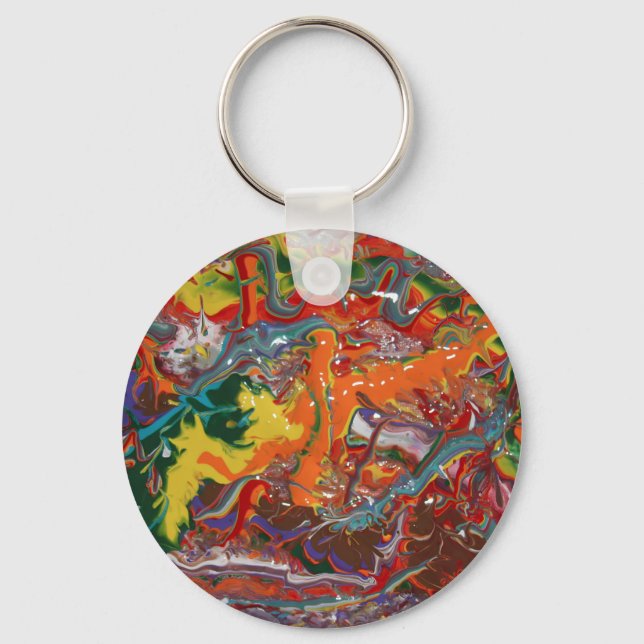 Chaveiro Arte de Pintura de Fluxo de Cor de Arco-íris (Frente)
