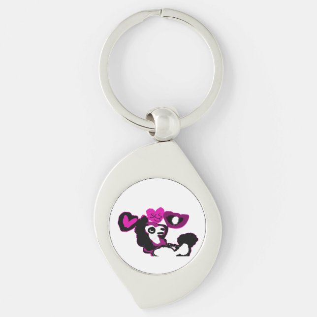 Chaveiro Arte de poodle roxo (Frente)