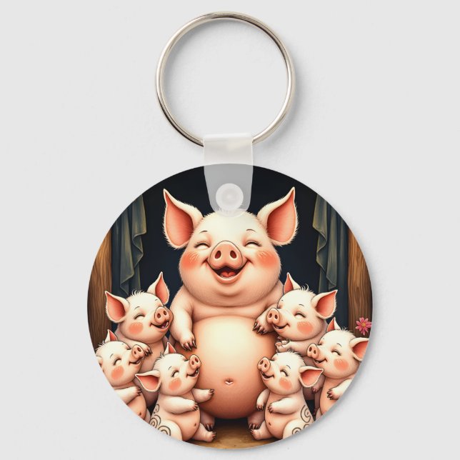 Chaveiro Arte de Porco – Mãe e Leitões (Frente)