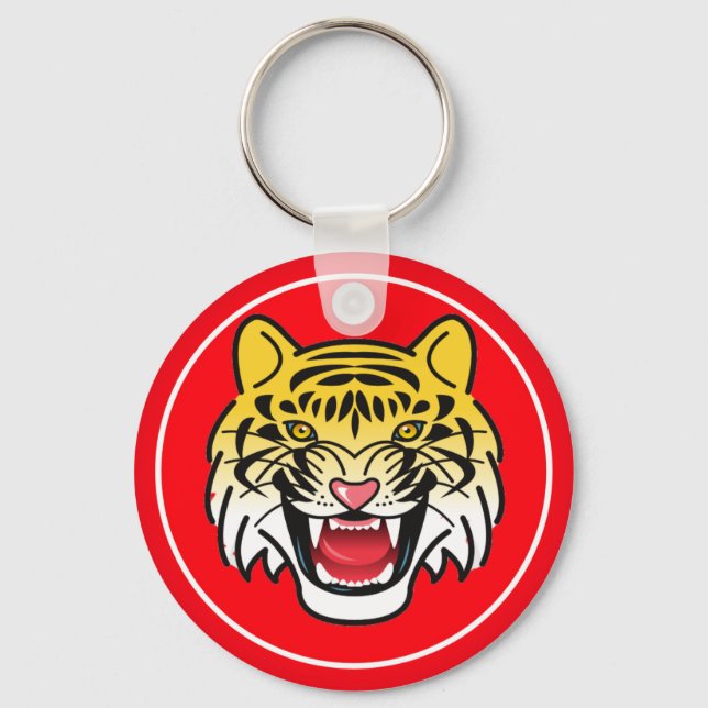 Chaveiro Arte de Rosto de Tigre Sorridente-21876 (Frente)