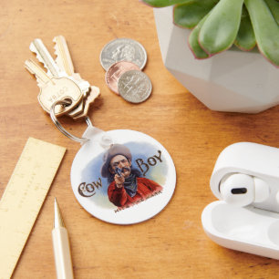 Chaveiro Arte de rótulo de charuto vintage, Cowboy acerta o