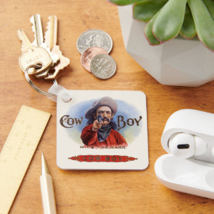 Chaveiro Arte de rótulo de charuto vintage, Cowboy acerta o