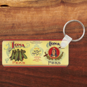 Chaveiro Arte de rótulo de lata de legume vintage, Ervilhas