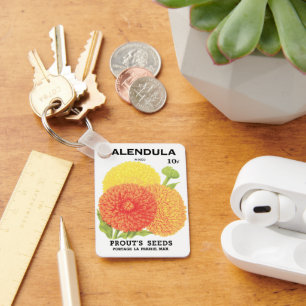 Chaveiro Arte de rótulo de pacote de sementes vintage, flor