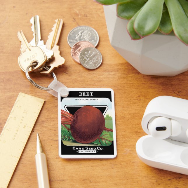 Chaveiro Arte de rótulo de pacote de sementes vintage, legu (Mesa)