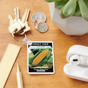 Chaveiro Arte de rótulo de pacote de sementes vintage, milh