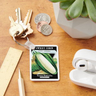 Chaveiro Arte de rótulo de pacote de sementes vintage, milh